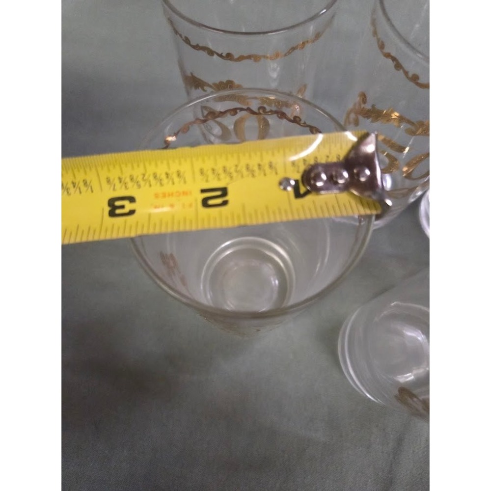 Vintage 50th Anniversary Gold Gilt Highball Glasses Set of 7 Mid Century Modern - Picture 5 of 5